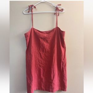 Urban Renewal Vintage 100% Linen Mini Dress Pink Large Square Neck Line